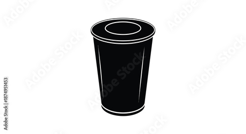 A striking black and white image of a cylindrical drinking glass a bold silhouette