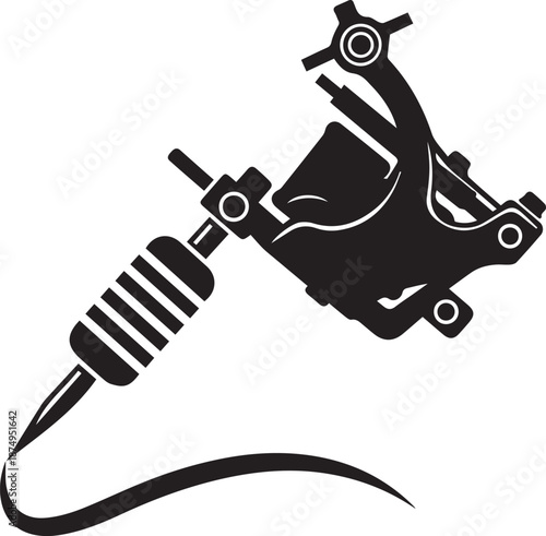 Tattoo gun machine Silhouette vector black on a white background