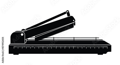 A simple black silhouette of an impulse heat sealer showcasing its functional design silhouette