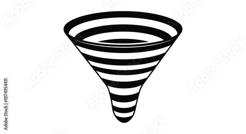a black and white striped funnel shape with a distinctive design silhouette high quality professional detailed