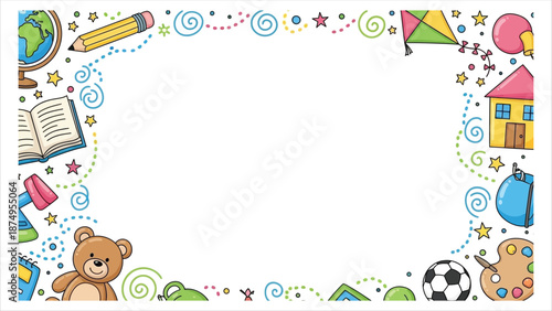 Colorful Kids Border Vector Illustration
