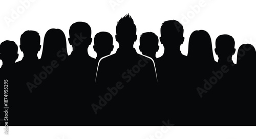 a group of people standing together in a black silhouette high quality professional detailed modern elegant