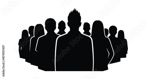 a group of people standing together in a crowd silhouette high quality professional detailed modern elegant