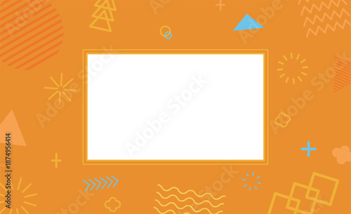 オレンジ色の幾何学模様の背景イラストフレーム素材