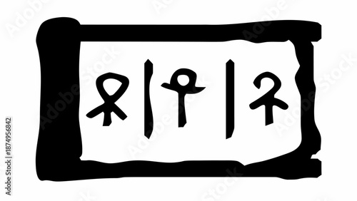 Ancient Egyptian hieroglyphic symbols on parchment