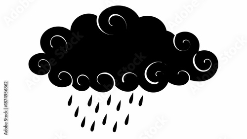 Dramatic storm cloud with heavy rain falling