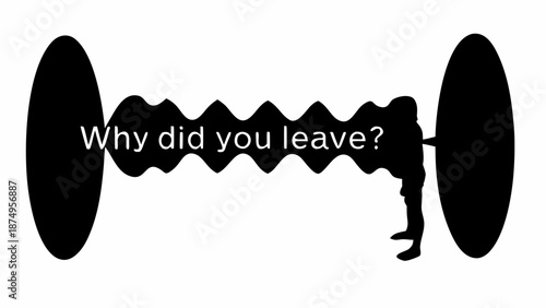 Silhouette of man attached to broken puzzle piece with question