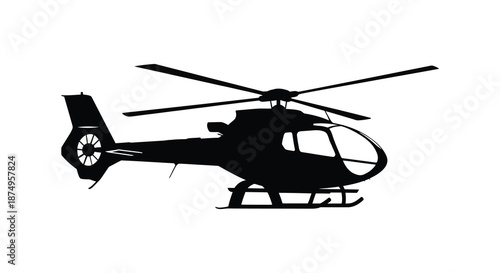 a black helicopter with rotors and tail rotor silhouette high quality professional detailed modern elegant stylish