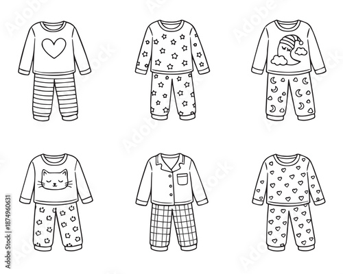 Children's pajamas with different doodle designs