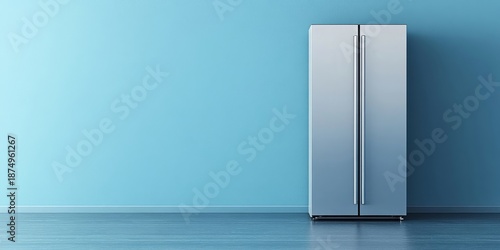 Refrigerator with double doors set against a copy space background, ideal for product display or promotional content, Generative AI