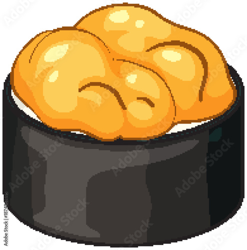 Japanese Uni Sea Urchin Gunkan Maki Sushi Vector Illustration