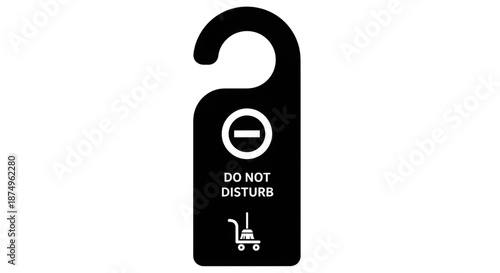 Minimalist Silhouette of a Do Not Disturb Door Hanger Sign for Hotel