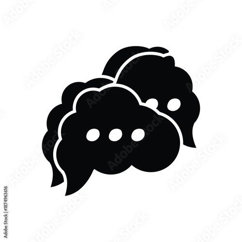 Expressive thought bubbles signify worldwide communication, networking, and discussion; sharing ideas, feedback, and advice online, fostering teamwork and cooperation