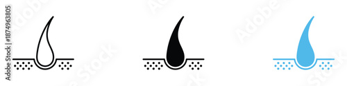 Hair follicle icon set vector. hair care, hair removal symbol. vector illustration.