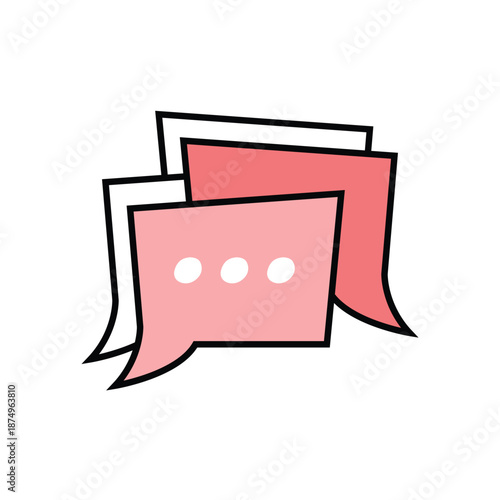 Expressive thought balloons in pink colours representing worldwide communication, sharing advice, live discussion, online chat, and message interaction for teamwork and cooperation