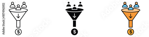 Lead generation icon set vector. conversion and revenue flow symbol. vector illustration.