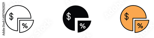 Margin icon set vector. Financial distribution pie chart symbol. vector illustration.
