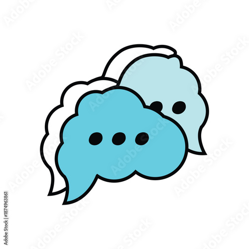 Online chat and live discussion buttons for worldwide communication, sharing thoughts, expressive interaction, and collaborative teamwork, with mind and speak signs