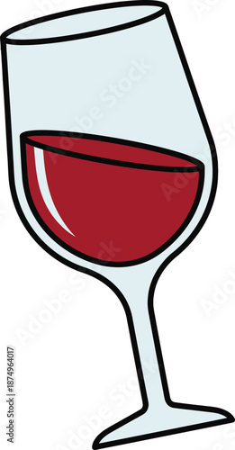 Tilted Wine Glass with Red Wine and Subtle Highlight on White Background beverage