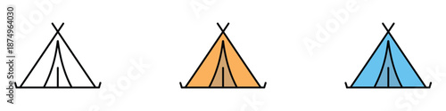 Tent icon set vector. Teepee, glamping symbol. vector illustration.