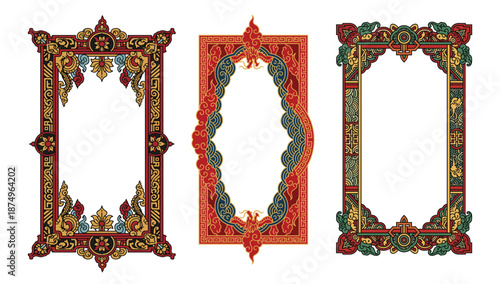 Ornate Frame Collection: A meticulously crafted assortment of richly detailed frames, showcasing intricate designs and vibrant colors, exuding elegance.