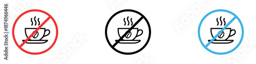 No Coffee Allowed Sign icon set vector. health warning symbol. vector illustration.