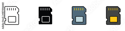 Memory card icon set vector. Secure digital card, data storage symbol. vector illustration.