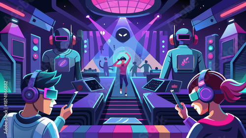 A man is dancing in front of a crowd of people. The man is wearing a red shirt and is holding a cell phone. The crowd is watching the man dance