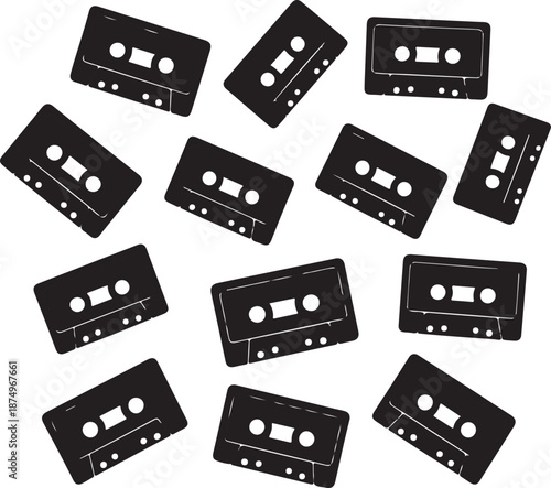 cassette tapes on white background