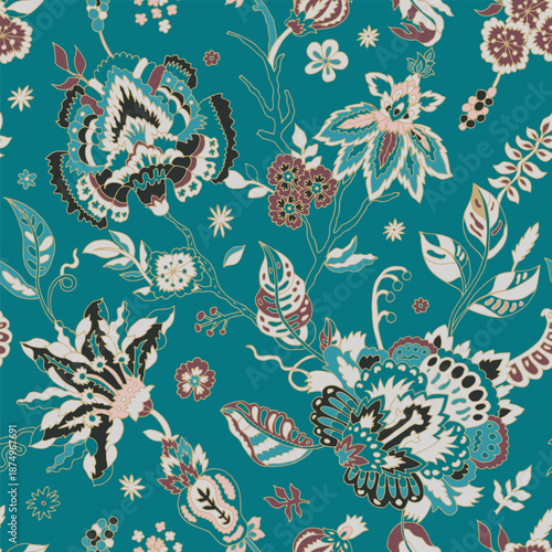 Ornate Folk Floral Garden Pattern