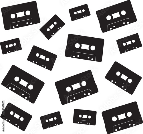 cassette tapes on white background