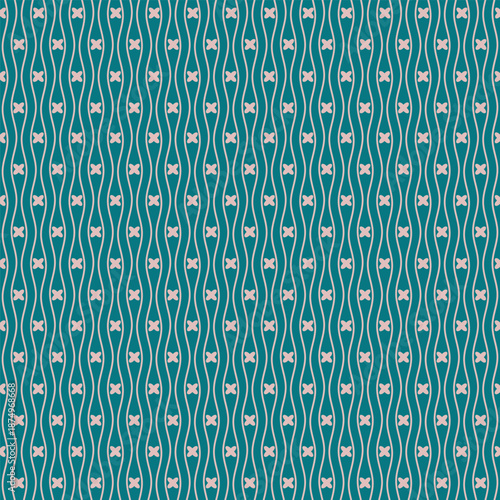 Teal Blush Wavy Geometric Pattern