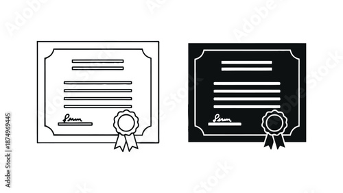 Three different colored certificates with ribbons on a white background