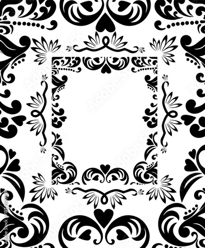 Classic Baroque border ornamental. Scroll swirl curl engraving vector illustration. Hand drawing Frame with curls Not AI,