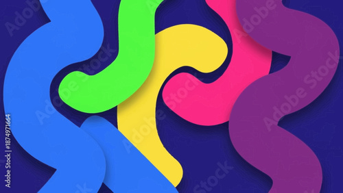 Vibrant colorful puzzle pieces intertwined in dynamic pattern