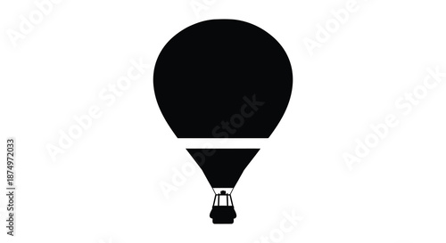 A striking black hot air balloon shape against a white background a bold silhouette