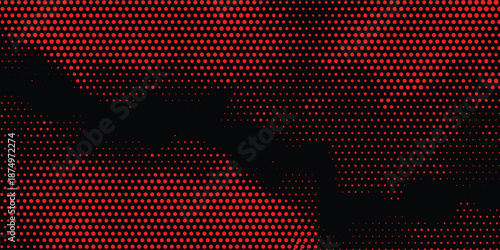 Dramatic Red Halftone Dot Pattern on Black Background