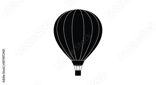 A striking black hot air balloon design against a white background a bold silhouette