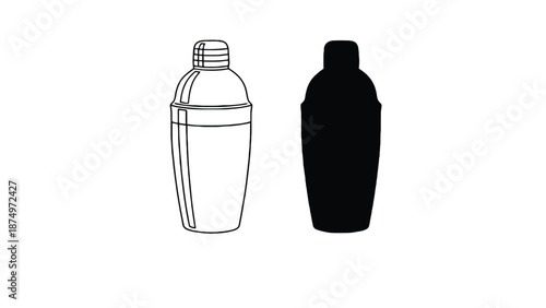 A set of two different cocktail shakers on a white background