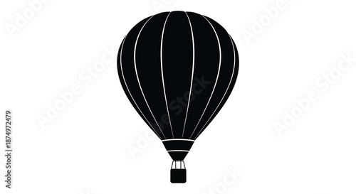 A simple black hot air balloon graphic design image is presented showing a distinct silhouette