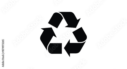 A stark black recycling symbol illustration against a white background a compelling silhouette