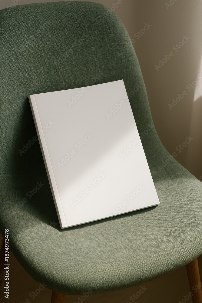 Obraz premium Blank book on green chair