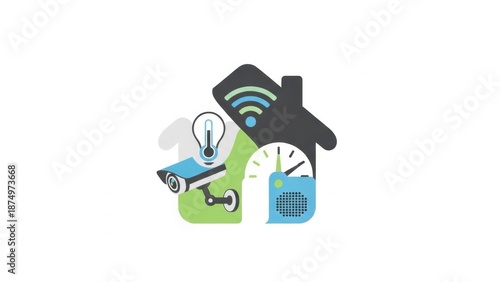 Smart Home Technology Concept - Security, Automation, Connectivity Icons