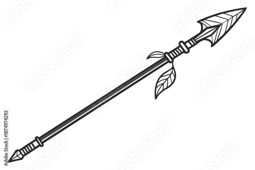 Traditional feathered arrow illustration isolated on white background, Vector