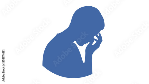 Silhouette of a Sad Person Holding Phone to Ear