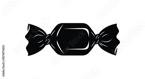 A striking black silhouette of a classic wrapped candy showcasing its iconic design silhouette