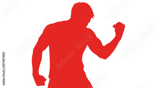 Silhouette of a man celebrating with clenched fists