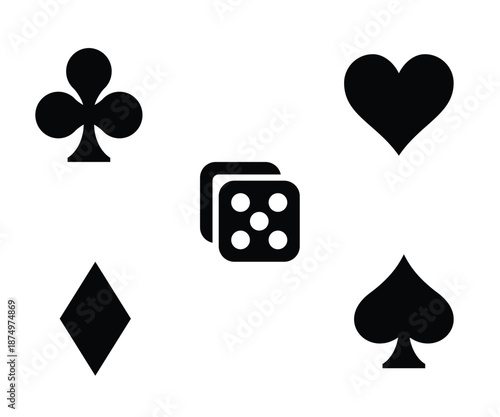 Playing Cards and Dice Symbols Illustration.