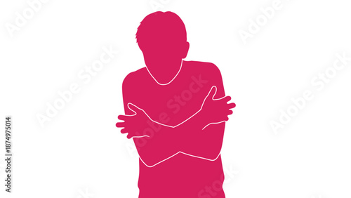 Person hugging self, silhouette