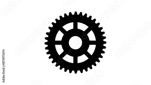 Black Cogwheel Gear Icon on White Background